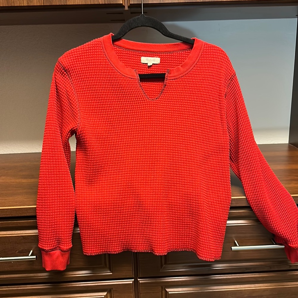 Madewell waffle split-neck long sleeve tee